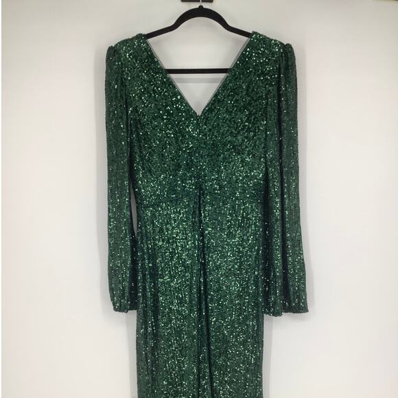 Xscape Evenings Women's 6 Hunter Farley Sequined Long Sleeve Maxi Dress L13-15 - Picture 7 of 8